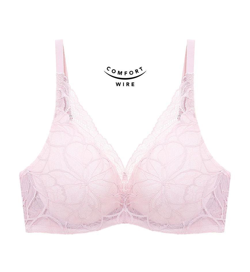 Body Makeup Illusion Lace Wired Push Up Deep V Bra