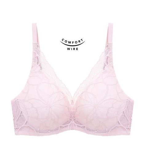 Body Makeup Illusion Lace Wired Push Up Deep V Bra